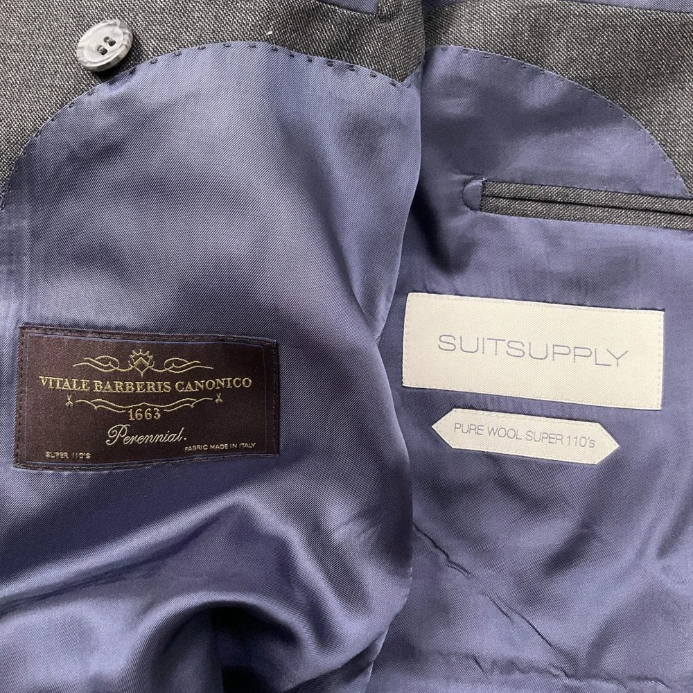 Suitsupply Lazio Blazer Mens 38R Charcoal Gray Super 110s Slim Wool
